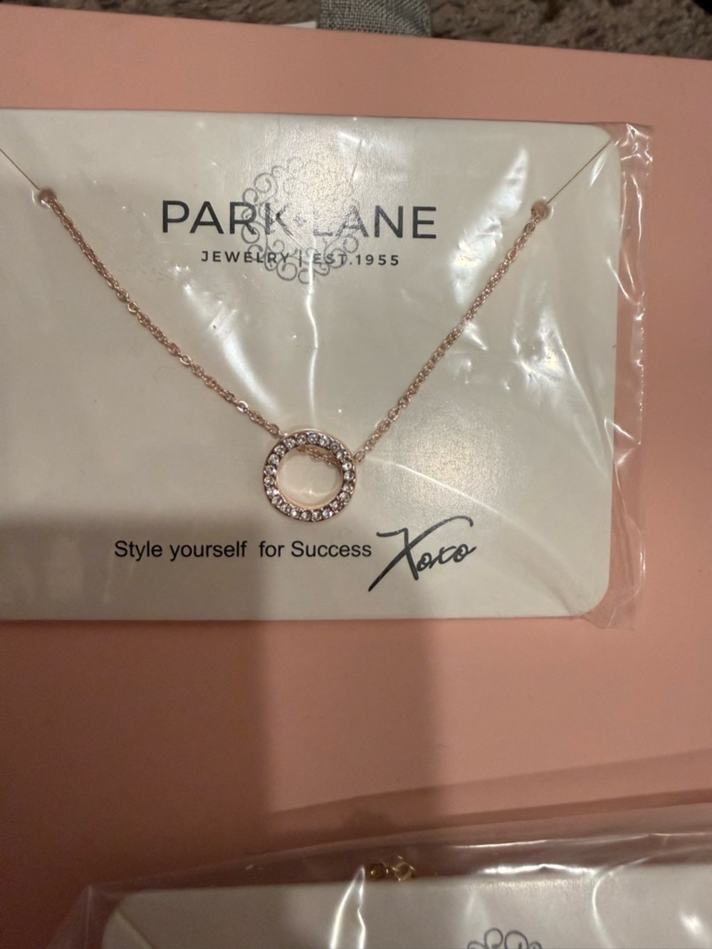 Park Lane Rose Gold Crystal Circle Pendant Necklace